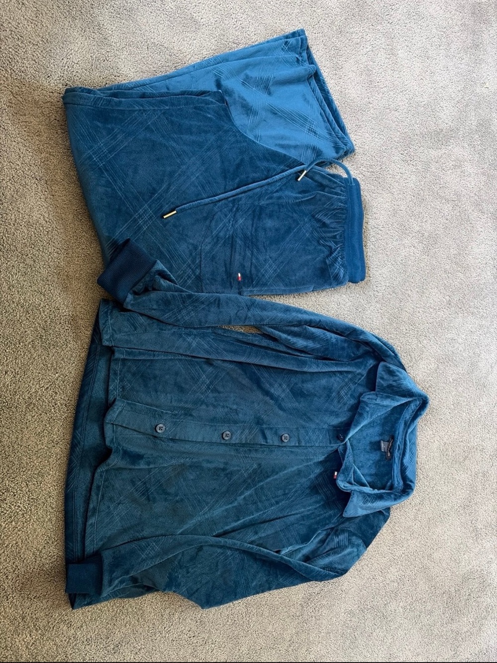 Tommy Hilfiger Blue Velour Pajama Set